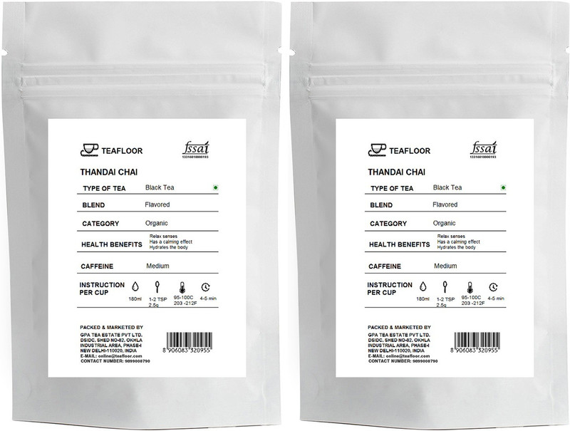 Tea Floor Buy 1 Get 1 Free Thandai Chai Unflavoured Green Tea Vacuum Pack(200 g)