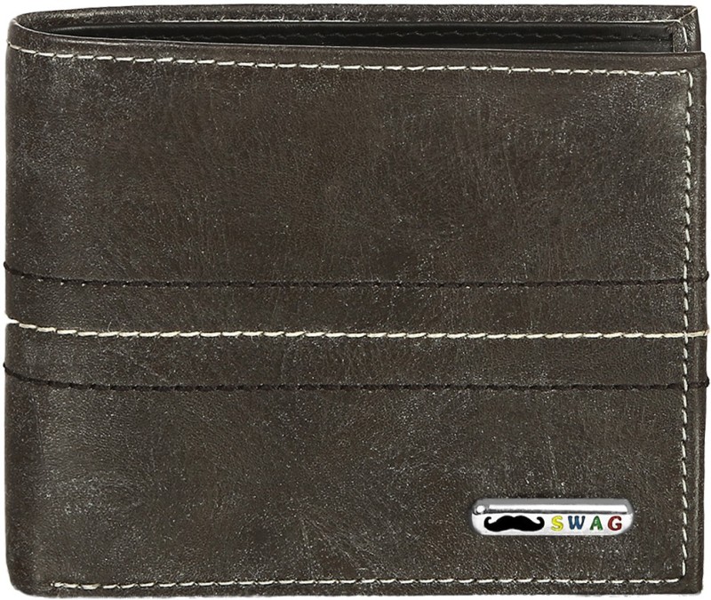 Swag Men Black Genuine Leather Wallet(11 Card Slots)