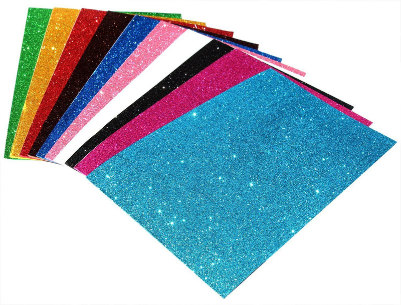 swing Self Adhesive Easy to Peel Off Glitter EVA Foam Sheets, A4 Size 10 different colours