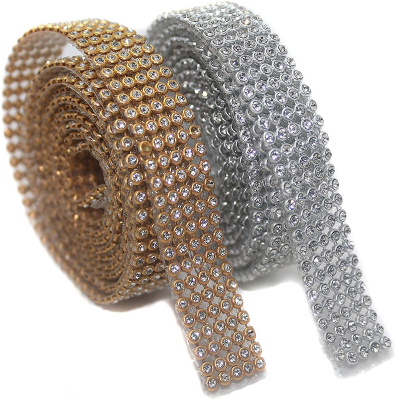 swing Jewellery Making Stone Sheet/Stone Lace 5 Line, Golden & Silver (Each 1.25 Mtr)