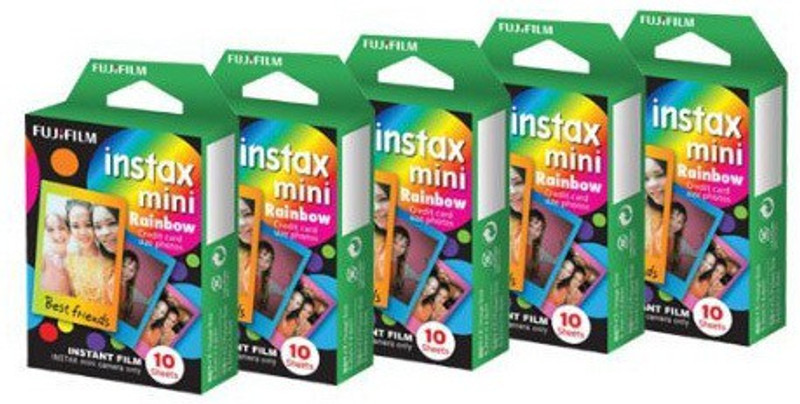 Fujifilm Instax Mini Rainbow (10X5) Film Roll(Yes 800 ISO Pack of 5)