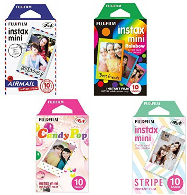 Fujifilm Instax Mini Airmail, Candy Pop, Rainbow, Stripe Film Roll(Yes 800 ISO Pack of 4)