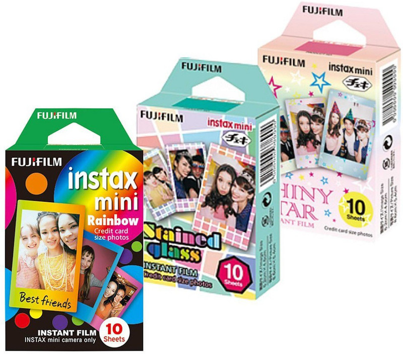 Fujifilm Instax MIni, Rainbow, Stained Glass, Shiny Star Film Roll(Yes 800 ISO Pack of 3)