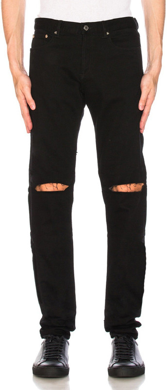 damler 642kneebackzipper Slim Men Black Jeans