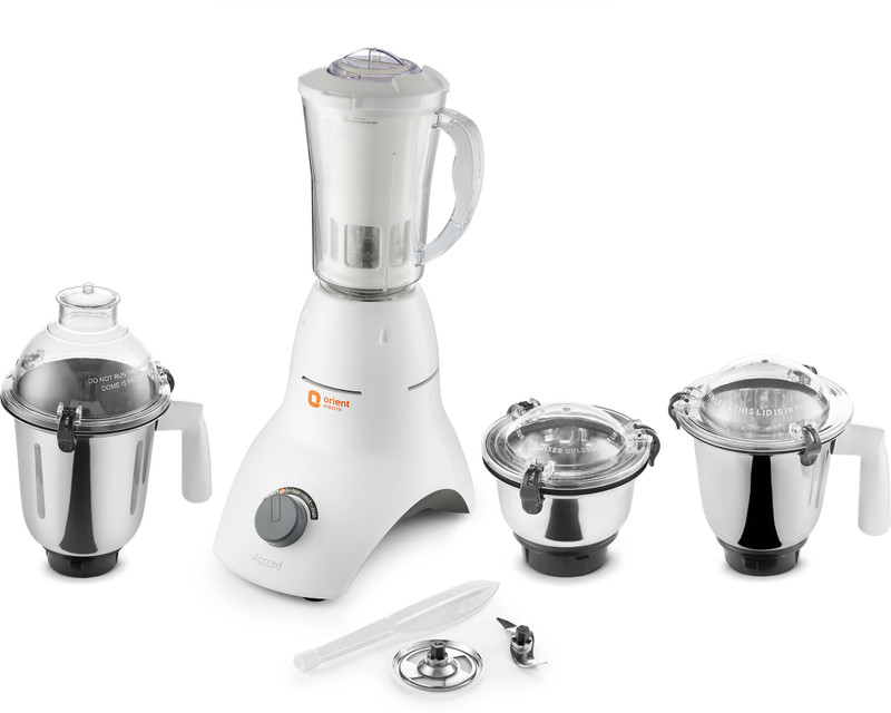Orient Electric Accord | MGAC75G4 750 W Mixer Grinder(White and Grey, 4 Jars)