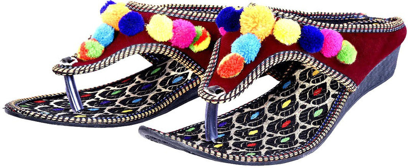 Halowishes Halowishes Comfortable High Heel Jaipuri Traditional Chappal Casuals For Women(Multicolor)