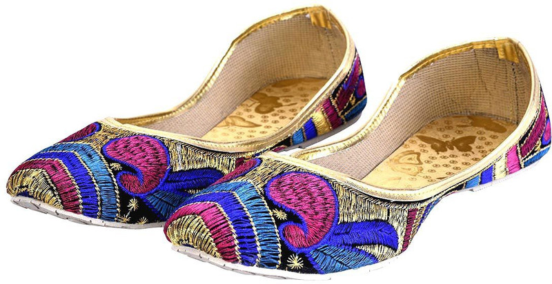 Halowishes Halowishs Fancy Zari Paisley Design Women Ballerina Sandals - 109-4 Bellies For Women(Multicolor)