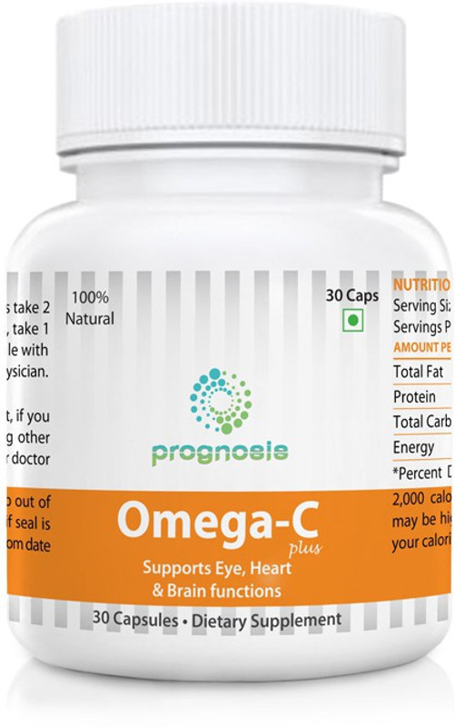 prognosishealthcare Omega-C Plus Vegan Omega-3 DHA, 500mg DHA, 30 Veg Caps(600 mg)