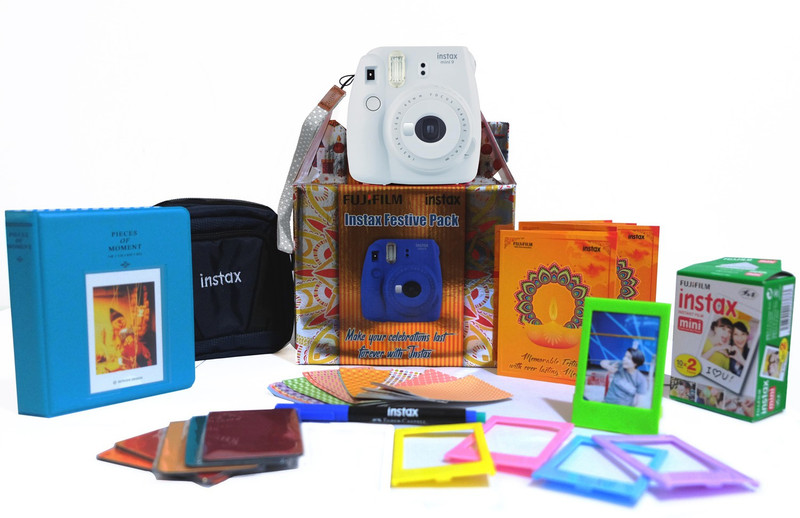 Fujifilm Instax Mini 9 Smokey White Festive Pack Instant Camera(White)