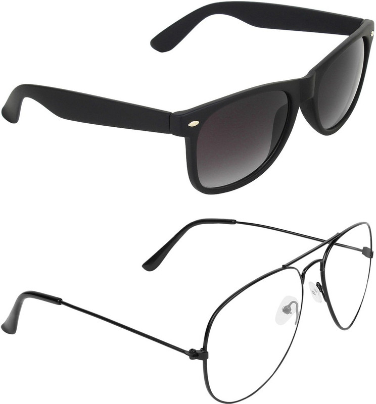 Zyaden Wayfarer, Aviator Sunglasses(Black, Clear)