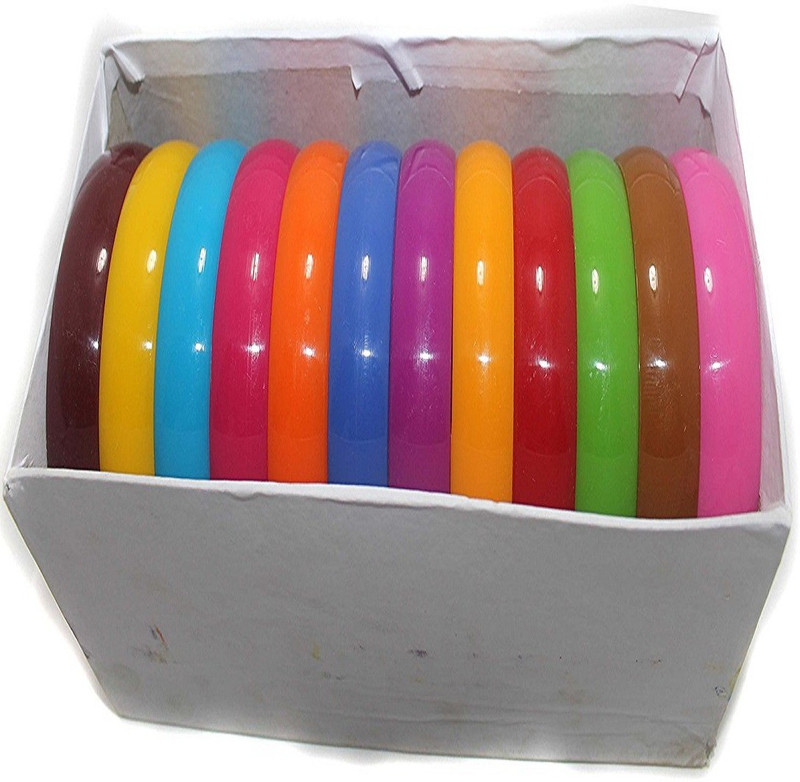 jaunty Beadsnfashion Plastic Colourful Broad Bangles Kada For Silk Thread Jewellery Making, Full Box 12 Pcs, Size2.4