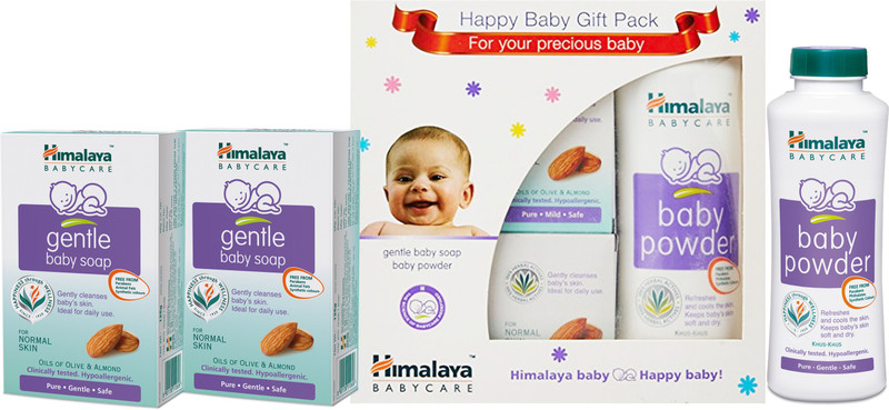 Himalaya Baby Gentle Soap 125 gms (2Pcs) and Baby Powder 100 gms(White)