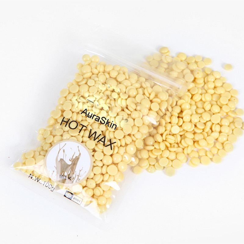 AuraSkin Depilatory strip less hair remover Hard Beads Brazilian Hot Film Wax (milky) Wax(100 g)