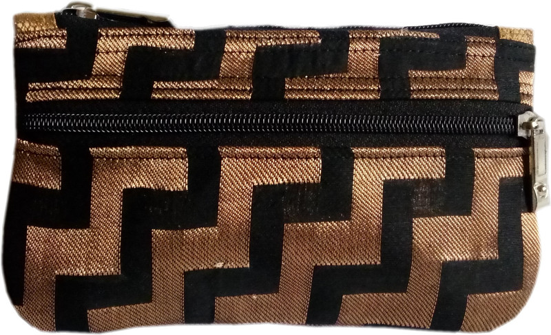 auk Women's Money & Mobile Purse Mobile Pouch(Gold, Black)