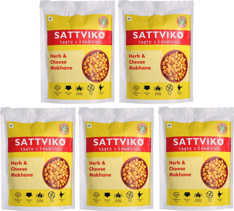 Sattviko Herb & Cheese Makhana Lite Snacks Pack of 5 - 23 gram each(Pack of 5, 5 x 23, 115)