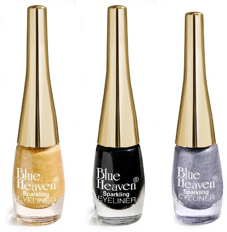Blue Heaven Sparkeling Eyeliner (02, 04, 11) pack of 3 8 ml(black, yellow, light purple)