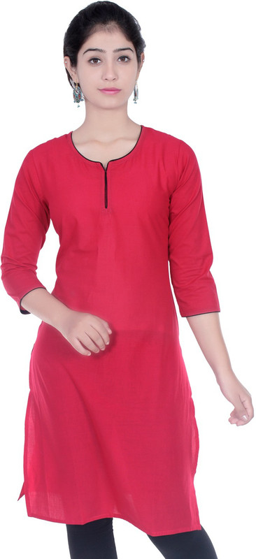 Fab Attire Casual Solid Women Kurti(Red)