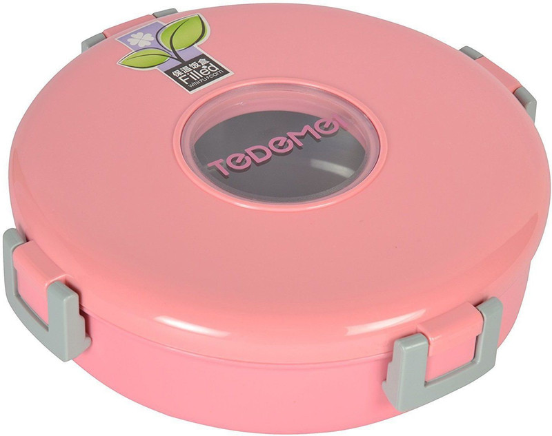 cromoxome Tedmei Round Shape Lunch Box Cum Container Filled withPU Foam,Steel Inner (920 ML-Pink) 1 Containers Lunch Box(920 ml)