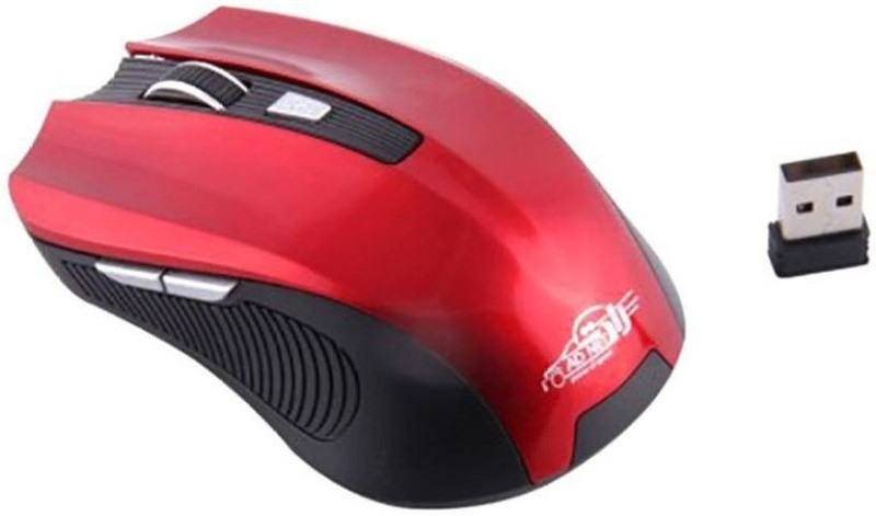 Adnet Red Ultra Sleek 2.4 Ghz Nano Receiver for PC Laptop Wireless Optical Gaming Mouse(USB, Red)