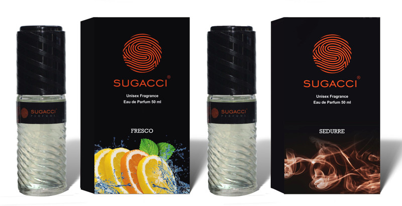 sugacci Fresco + Sedurre Eau de Parfum for Men and Women - Unisex Deodorant with Perfume Combo Pack with International Fragrance - 50ml + 50ml Perfume  -  100 ml(For Men & Women)