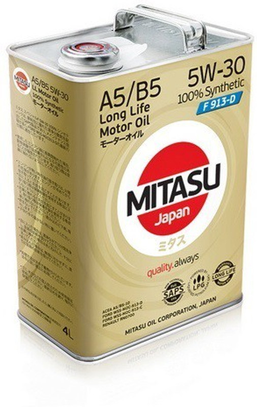 MITASU 5W-30 MITASU SPECIAL F 5W-30 100% Synthetic Synthetic Motor Oil(4 L)