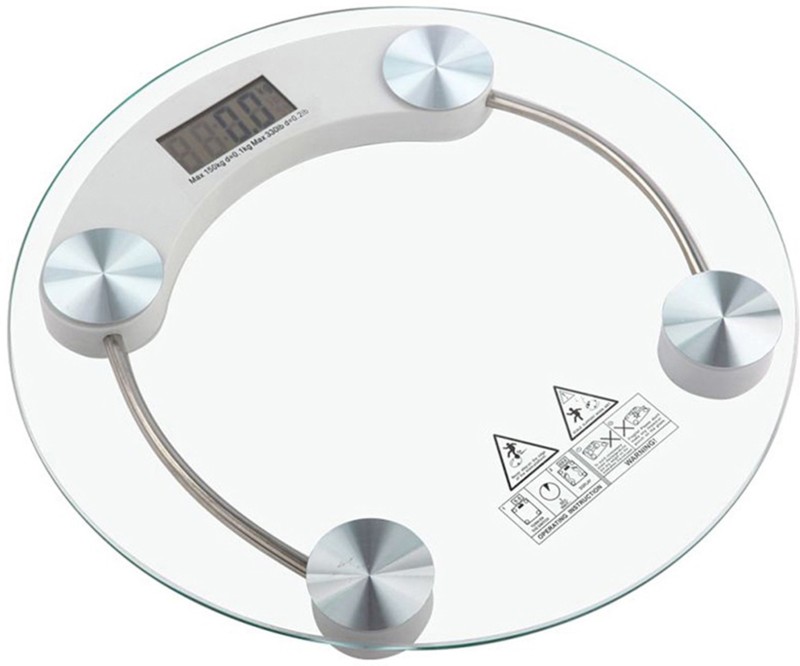 AmtiQ Bathroom 8mm Thick Glass 125kg Round Weighing Scale Weighing Scale(Multicolor)