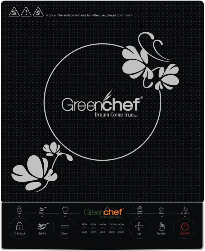Greenchef Smart + Induction Cooktop(Black, Push Button)