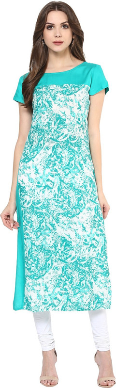 Krapal Printed Women's A-line Kurta(Blue)