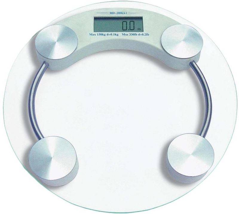 MAYUMI Thick Tempered GLASS DIGITAL ELECTRONIC PERSONAL SCALE -- Bathroom Health Body Weight Measure (Round) Weighing Scale(Transparent)