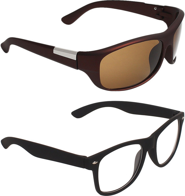 Zyaden Wayfarer Sunglasses(Brown, Clear)