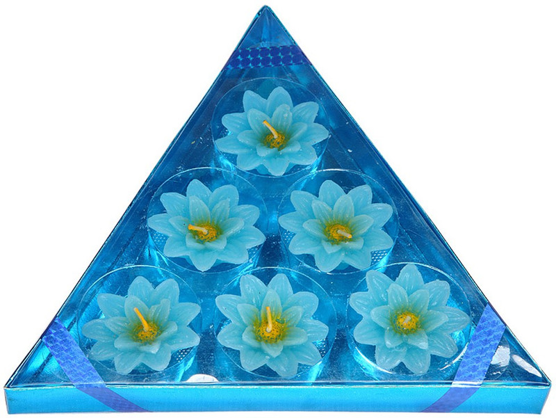 shri dhiriti Blue floating candles Candle(Blue, Yellow, Pack of 6)