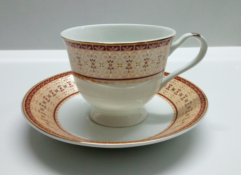 ezra TABLEWARE SERVING TEA COFFEE CUP SAUCER SET BOX PACKING Bone China(Brown)