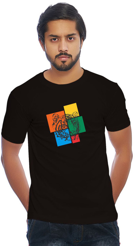 heritage design Graphic Print Men Round Neck Black T-Shirt