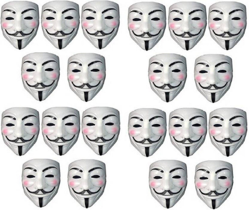 charismacart V for Vendetta Comic Face Mask Anonymous Guy Fawkes (White) Pack of 20 Party Mask ( Pack of 20) Party Mask(White, Pack of 20)