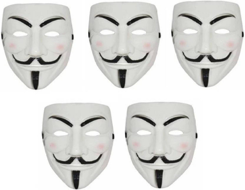 charismacart V for Vendetta Comic Face Anonymous White Gift Set Of 5 Pcs Party Mask ( Pack of 5) Party Mask(White, Pack of 5)