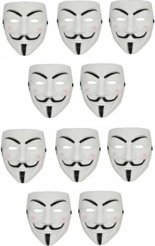 charismacart V for Vendetta Comic Face Anonymous White Gift Set Of 10 Pcs Party Mask (Pack of 10) Party Mask(White, Pack of 10)