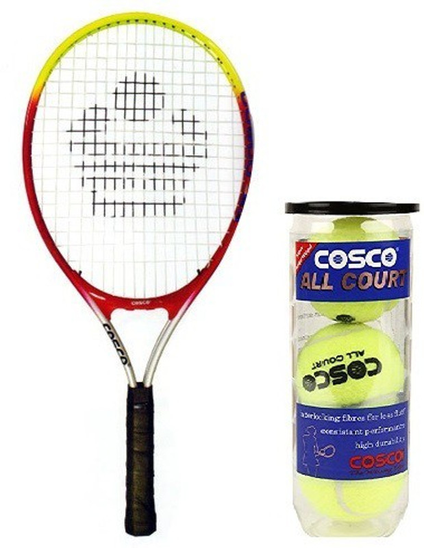 COSCO Combo Of Two, One 'Cosco 23' Tennis Racquet and One 1 Box 'All Court' Tennis Ball Pack of 3- Multicolor Strung Tennis Racquet(Pack of: 1, 95 g)