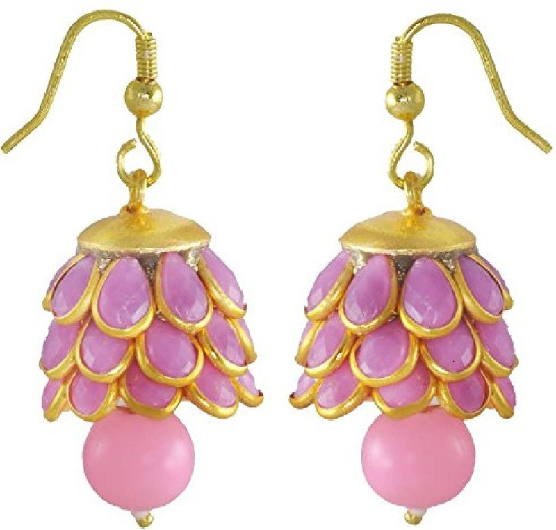 aabhu plated Pacchi Jewellery Stone Studded Pearl Beaded Handmade Jhumki Earrings Pearl Alloy Jhumki Earring