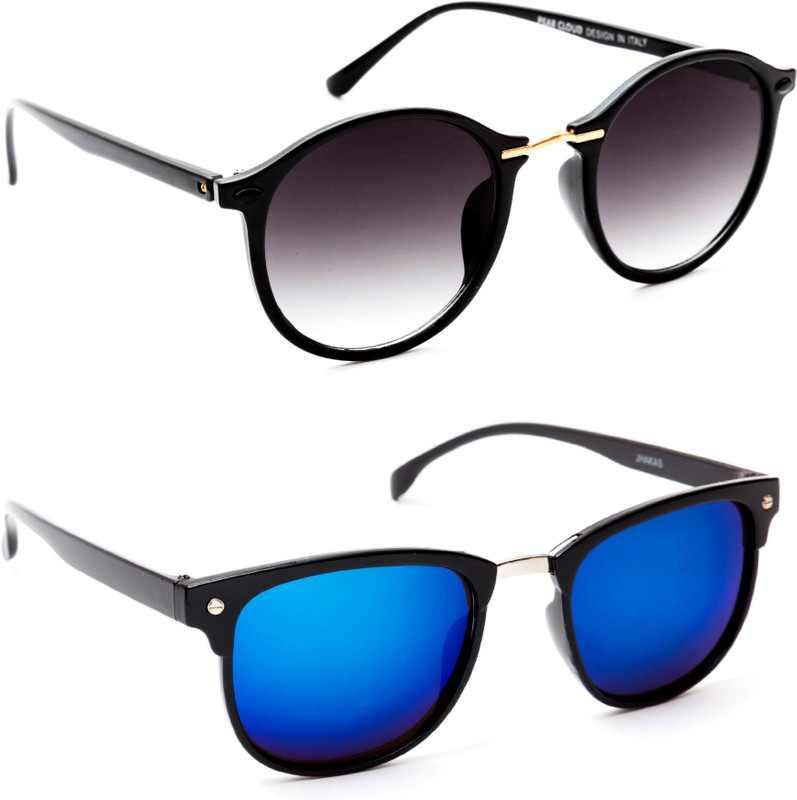 TheWhoop Round, Wayfarer Sunglasses(Black, Blue)