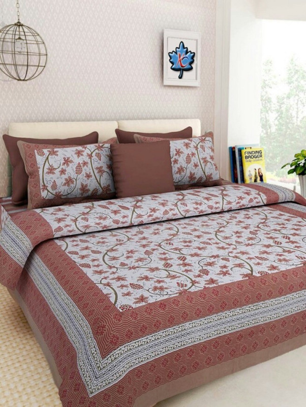 saba 200 TC Cotton Double King Printed Bedsheet(Pack of 1, Multicolor)