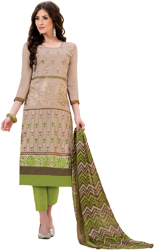 Women Latest Fancy Designer Poly Chanderi Embroidered Salwar Suit Material(Unstitched)