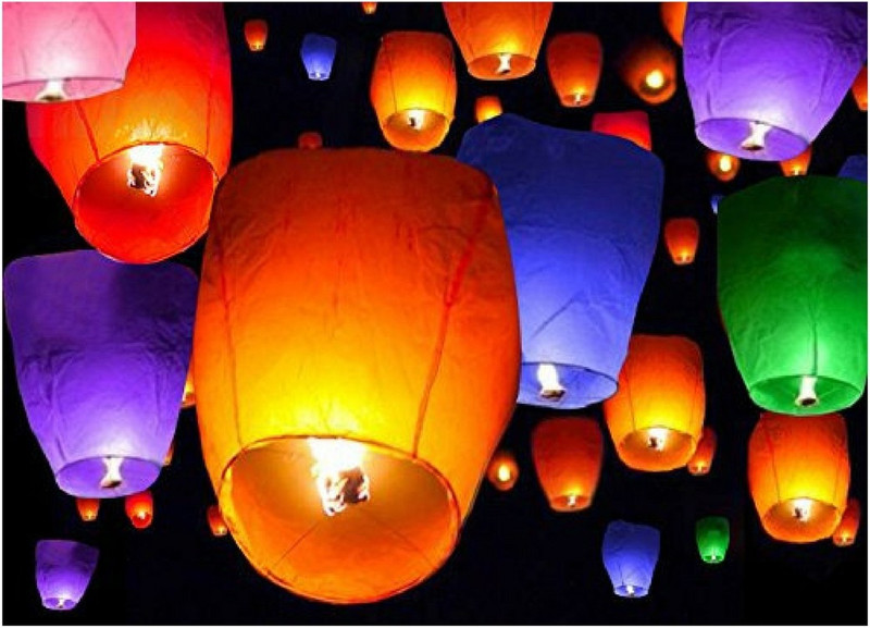 churo Wish Candle Multicolor Paper Sky Lantern(2 cm X 10 cm, Pack of 8)