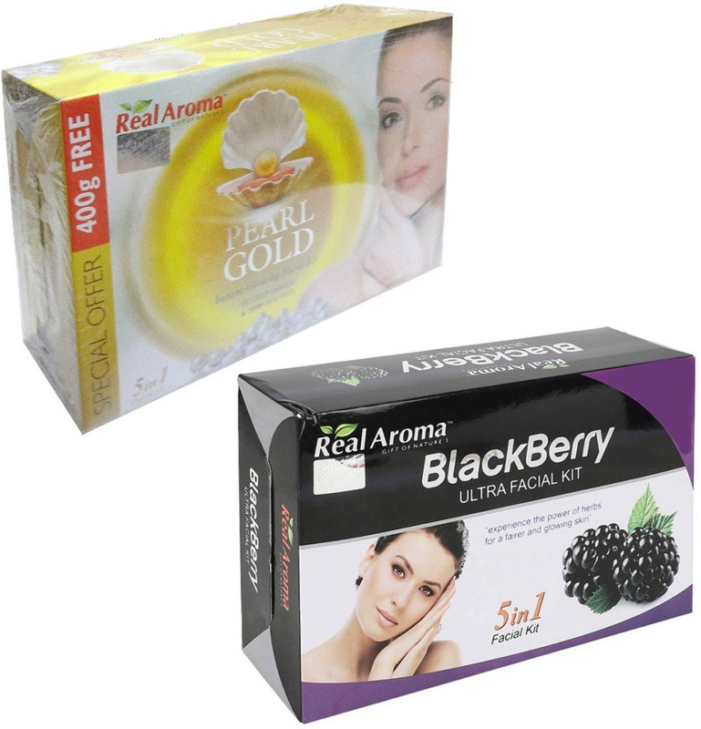 real aroma Pearl Gold BlackBerry Facial Kit 740 g(Set of 2)