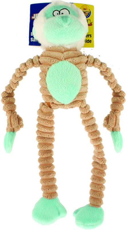 petsports Tuff Squeaks Jungle Monkey Double Stitched Cotton Squeaky Toy For Dog