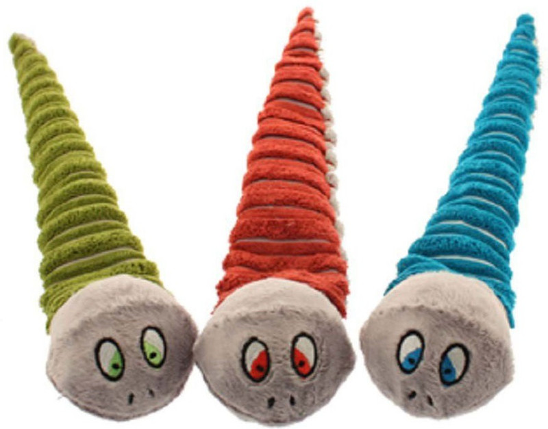 petsports Tuff Squeaks Wiggle Worm Corduroy Fabric, 38cm Cotton Squeaky Toy For Dog