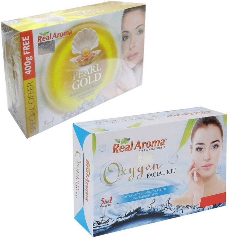 real aroma Pearl Gold Oxygen Facial Kit 740 g(Set of 2)