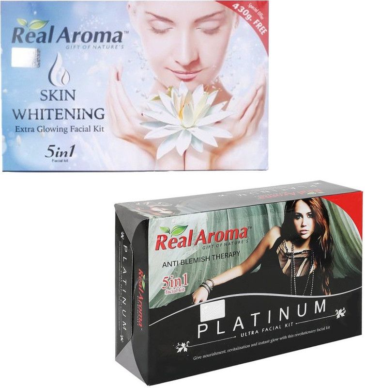 real aroma Skin Whitning Platinum Facial Kit 740 g(Set of 2)