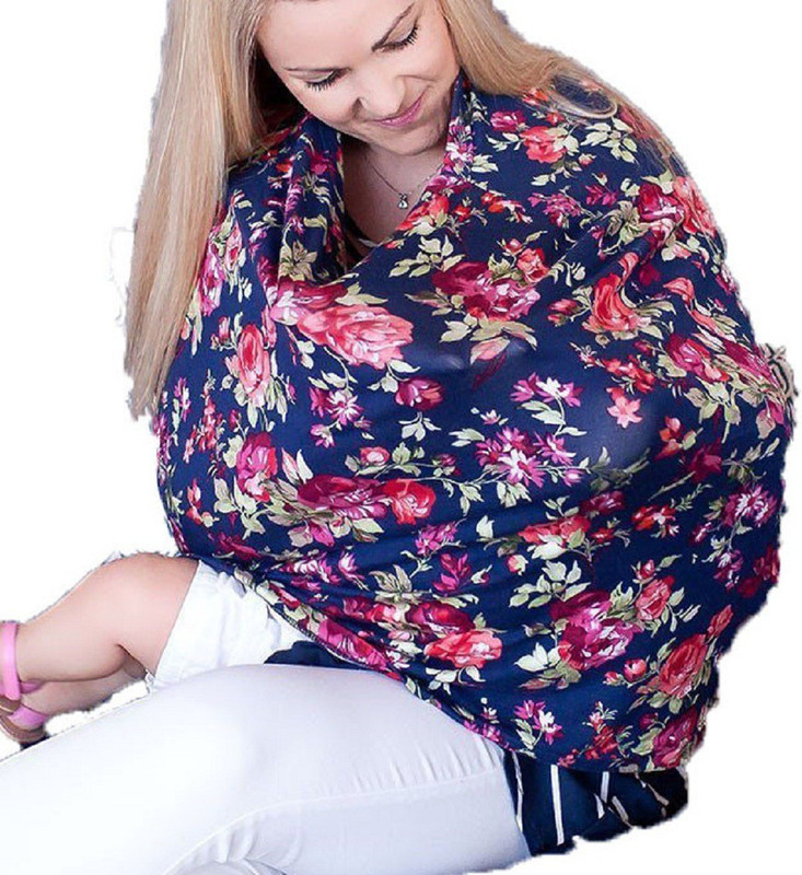 feather hug Feather Hug 360° Nursing covers, Breastfeeding Cover Scarf, Car Seat Canopy, Shopping Cart, High Chair, Breast feeding tops - Best Stretchy Infinity Scarf and Shawl- Multi Use Breastfeeding Cover Up- Vintage Dark Navy Floral Print Feeding Cloak(Vintage Dark Navy Floral Print)