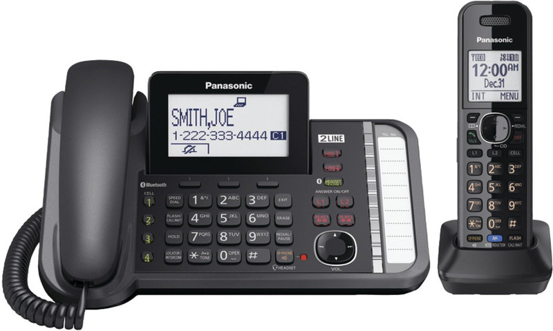 Panasonic KX-TG9581B Corded Landline Phone with Answering Machine(Black)