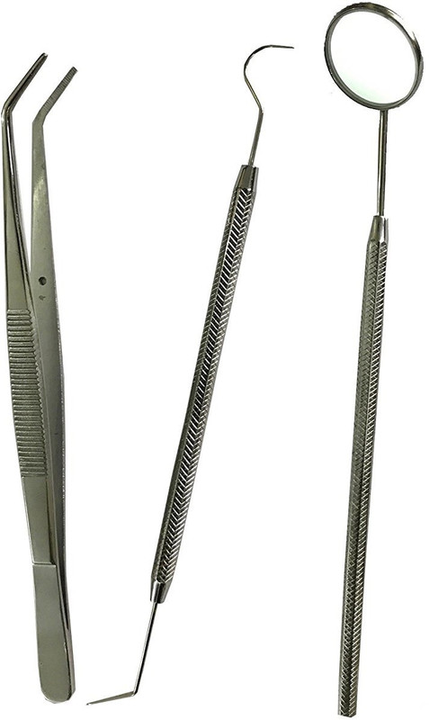 ss white Dental Pmt Set (Mirror With Handle, Tweezer, Probe Double Ended)-Diagnostic Kit- SS WHITE Medical Equipment Combo